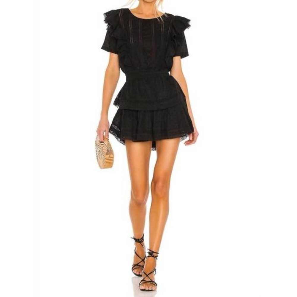 LoveShackFancy Natasha Mini Dress in Black